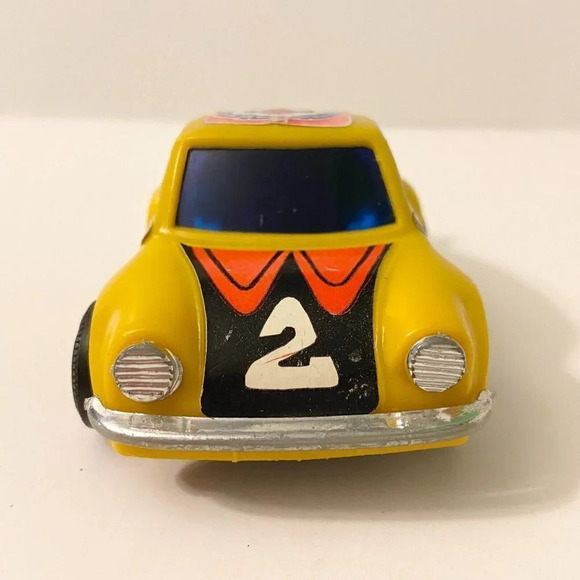 Vintage Beetle Pull Back Plastic Car Bosch Martini Hong Kong 4 Inch Long Toy - Picture 6 of 12